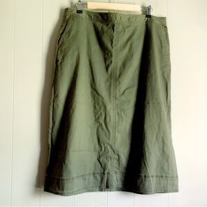 Laura Scott Army Green Chino MIDI Skirt 16